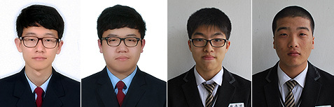 ▲ 포항제철공고 김도현 군, 포항제철공고 김영수 군, 평해공고 권준성 군, 평해공고 김동제 군