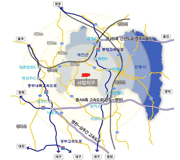 ▲ 도청 신도시를 중심으로 하는 사통팔달 교통망.