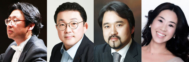 ▲ 상임지휘자 이동신, 테너 김성진, 바리톤 노운병, 소프라노 마혜선