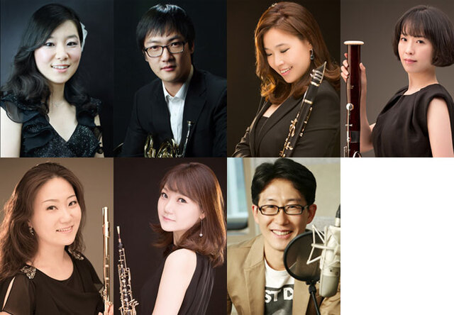 ▲ 피아노-이홍주, 호른-박치준, 클라리넷-김민지, 바순-장가영, 플루트-하지현, 오보에-최윤정, 진행-김병재