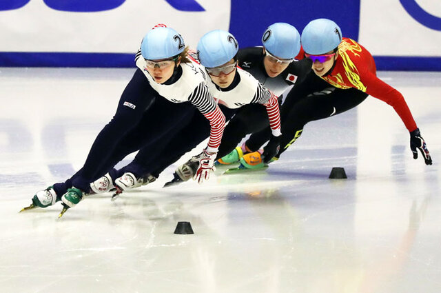 ▲ 쇼트트랙 여자 1000m 결승. 심석희(앞)와 최민정이 결승점을 향해 달리고 있다.  <br /><br />/연합뉴스