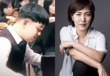 ▲ 피아노 연주하는 정민성, 지휘자 여자경