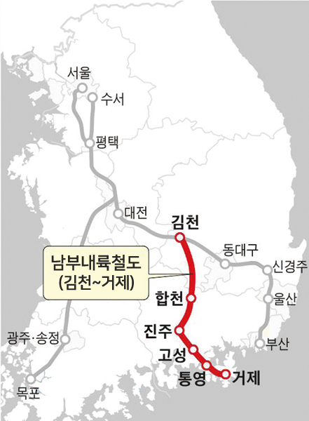 ▲ KTX남부내륙철도 노선.