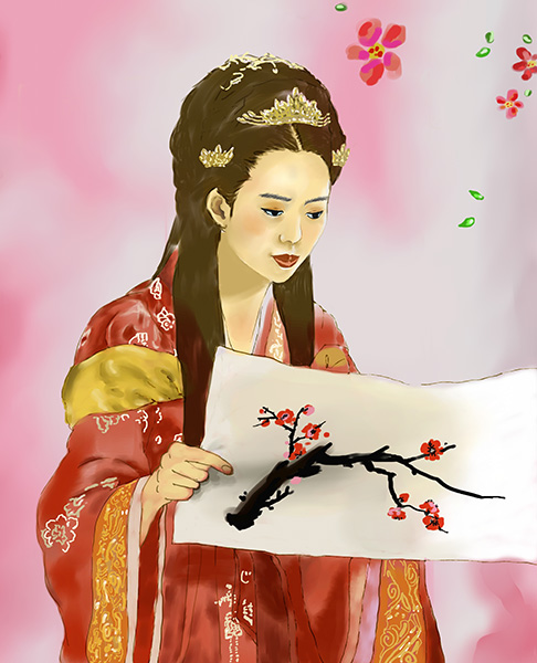 ▲ 눈에 보이는 것만이 아닌 그림 속에 담긴 상징과 은유를 함께 살필 줄 알았던 선덕여왕.  /삽화 이찬욱