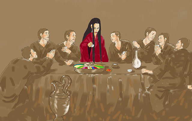 ▲ 많은 사람들이 진성여왕을 남자와 술을 좋아한 ‘음탕하고 정치 감각 없는 여성’으로 인식하고 있다. 하지만 그게 진성여왕의 모습 전부였을까?  /삽화 이찬욱