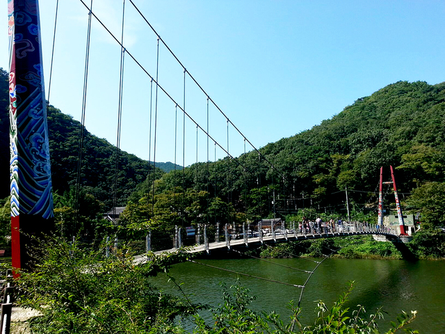 운제산 오어지 둘레길의 원효교 출렁다리