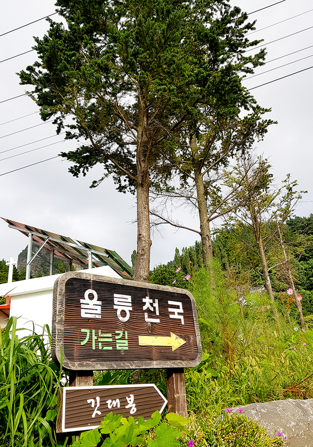 ‘울릉천국’ 팻말. 천국 가는 길처럼 평온하다.