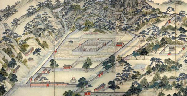 동궐도(東闕圖)’에 묘사된 대보단.  창덕궁내에 있다가 1910년 조선통독부에 의해 철거되었다. 영조는 송영에게 임금이 대보단에 제사지낼 때는 같이 제사를 지낼 수 있는 특권도 줬다.