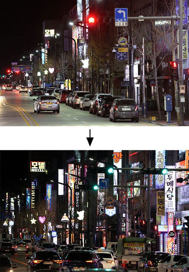 포항 지역도 15일 자정부터 거리두기 단계가 완화되면서 식당과 술집의 영업시간제한이 해제됐다. 야간영업제한이 처음 시행된 지난해 12월 8일 암흑 같았던 포항시 남구 상도동 젊음의 거리 상점이(위 사진) 영업제한 70일 만인 15일 밤늦은 시간까지 환하게 불을 밝히고 영업하고 있다. /이용선기자 photokid@kbmaeil.com