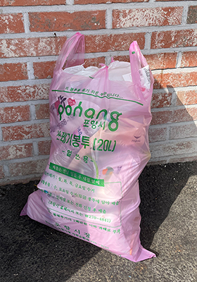포항지역의 한 주택가에 20ℓ 종량제 봉투가 배출돼 있다. /김민지기자