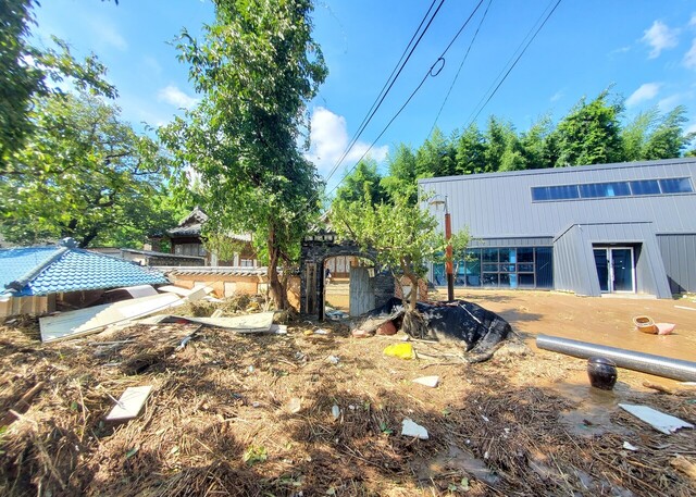 월성 고청기념관 건립현장 피해 모습.