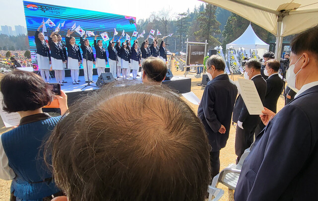 역사어린이 합창단의 독도는 우리 땅, 독도의용수비대가 열창 /김두한 기자