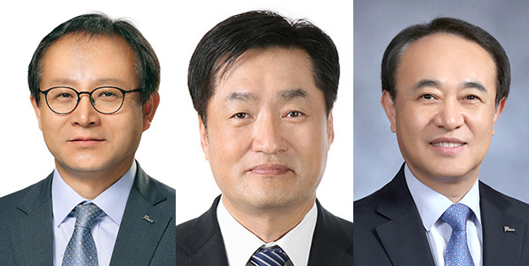 정기섭 사장, 김지용 부사장, 유병옥 부사장. /포스코 제공