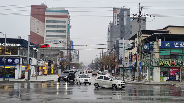 영주역에서 바라본 역세권 개발지역 대학로 전경.