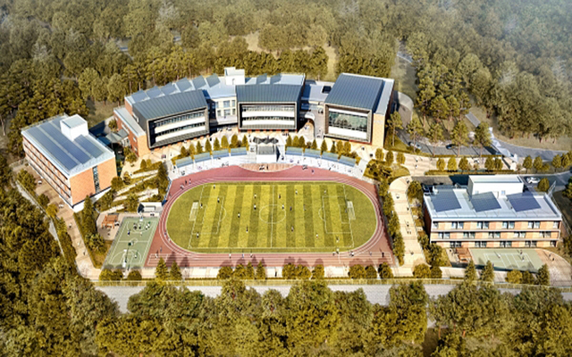 최신 학업 시설을 갖춘 울릉중학교 전경. 학생기숙사와 실내체육관,  교사 기숙사 등을 갖추고 있다.  /자료사진