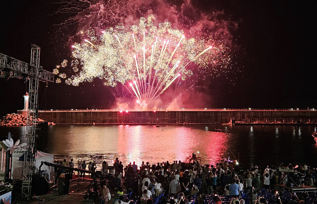 오징어축제 불꽃놀이. /김두한 기자 