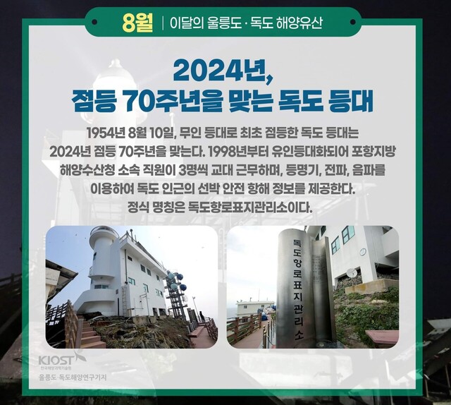 2024년 8월10일 점등 70년을 맞은 독도등대./울릉도독도해양연구기지