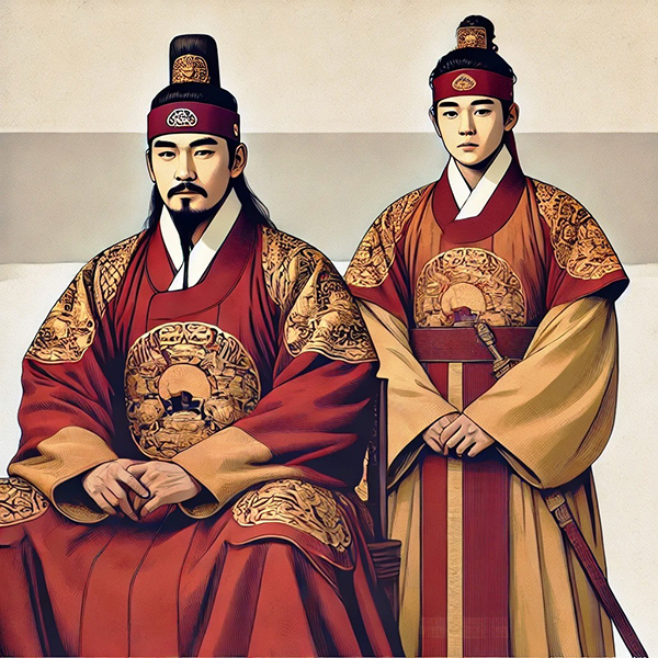 Chat GPT가 묘사한 부친 진흥왕과 아들 진지왕.