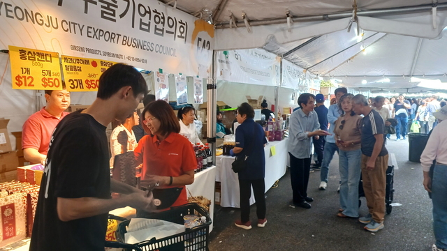 영주시 홍보부스에 한인교포 및 현지인들이 큰 관심을 보였다. /영주시 제공