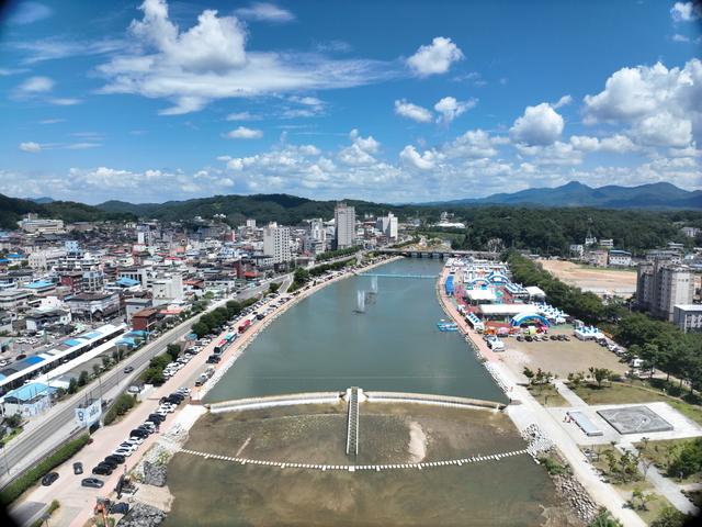 개체공사 후 한천 예천보. /예천군제공