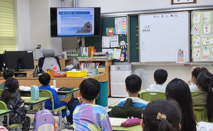 서울 일월초등학교 울릉독도교육 현장. /독도협회