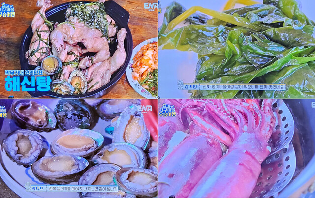 울릉도에서 마지막 밤 만들어 먹은 해신탕과 울릉도 오징어와 명이. /ENA캡처