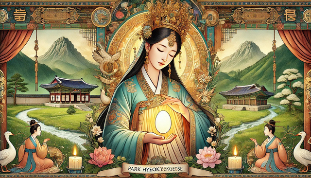 선도산 성모와 박혁거세를 소재로 Chat GPT가 그린 그림.