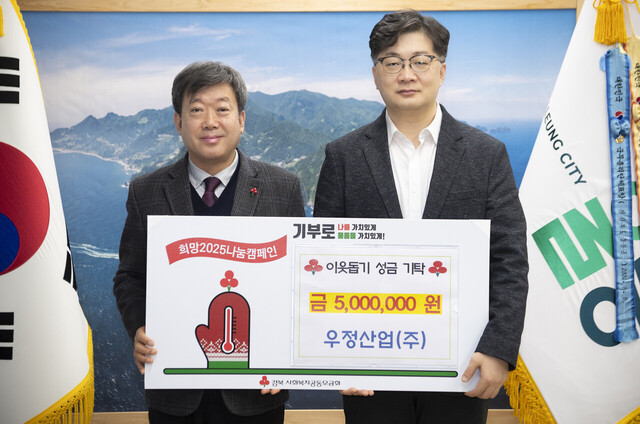 우정산업이 희망 2025년 나눔캠페인에 500만원을 기탁했다. /울릉군