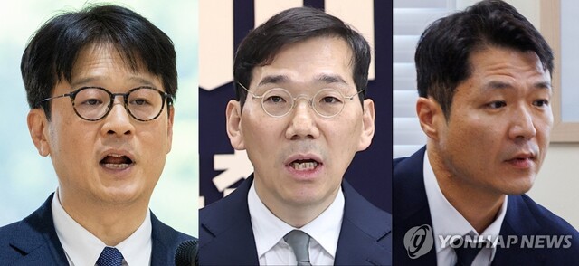 이창수 서울중앙지검장, 조상원 서울중앙지검 4차장, 최재훈 서울중앙지검 반부패 수사2부장 /연합뉴스