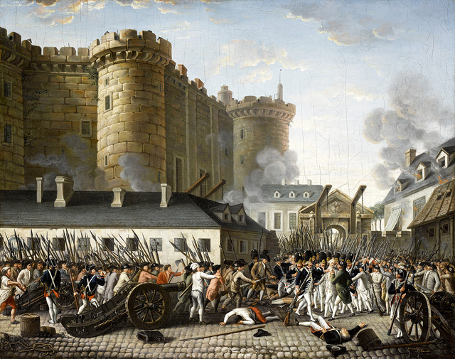 프랑스혁명 당시 1789년 7월 14일 바스티유 감옥 습격. (작자미상, Wikipedia)